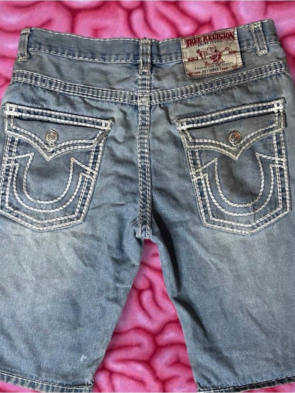 True Religion Light Blue Denim Jeans with Red Logo Tag